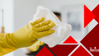 How to choose chemical-resistant gloves” graphic showing a worker wearing protective gloves, with guidance to select gloves based on chemical exposure and task requirements.